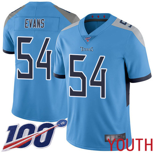 Tennessee Titans Limited Light Blue Youth Rashaan Evans Alternate Jersey NFL Football 54 100th Season Vapor Untouchable